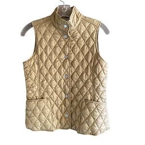 Women's L.L. BEAN Quilted Vest Size XS Tan Lined Insulated Snap Front 0 GCY1